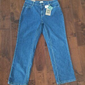 L.L.BEAN True Shape Jeans, High-Rise Straight-Leg - Size 14 Stonewashed - NWT